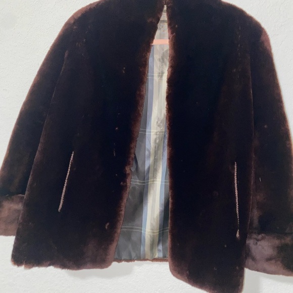 Vintage Fur Label Authority Luxurious Chocolate Brown Fur Mob Wife MCM Jacket M - Picture 7 of 16